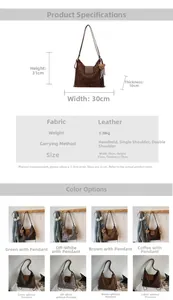 Tableau des tailles et options de couleurs pour le sac cabas en suédine léopard