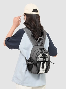 Mini gray color-block backpack for women ideal for cycling and outdoor commuting