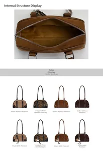 Detail view of large capacity Boston bag interior and various available color options
