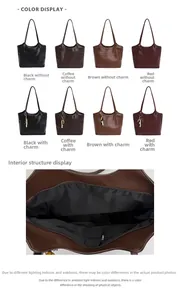 Vue intérieure du grand sac cabas en similicuir avec fermeture éclair de sécurité