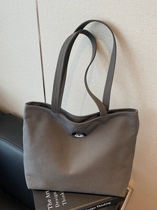 Large Capacity Canvas Tote Bag For Women Vintage Minimalist Embroidery Shoulder Bag Dog Pattern Casual Shopper Bag For Work School