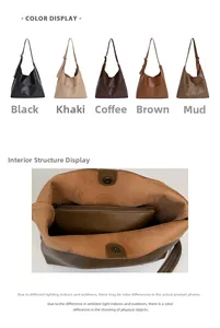 Detail view of large capacity tote bag featuring magnetic closure and internal zipper pocket