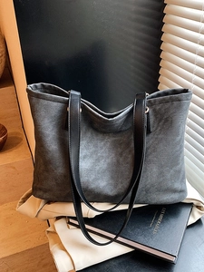 Fashion Large Capacity PU Leather Tote Bag For Women Minimalist Commuter Shoulder Bag Gold Lettering Stitching Daily Handbag