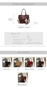Guida dettagliata alle taglie per borsa a secchiello in PU retrò con altezza 18cm e larghezza 23cm