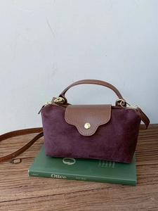 Vintage Women Suede PU Leather Patchwork Crossbody Bag Small Square Handbag Contrast Color Shoulder Bag Daily Elegant