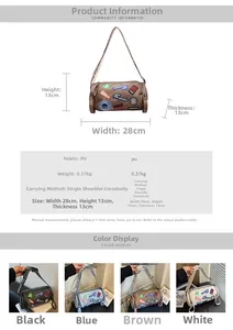 Specifiche delle dimensioni per una borsa a cilindro retrò con toppe vintage