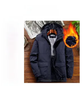Navy men's winter parka with graphene fleece lining, detachable hood and cargo pockets
