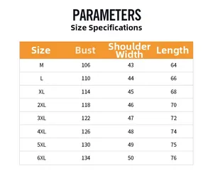 Size chart for reversible outdoor quick-dry vest showing measurements from M to 6XL