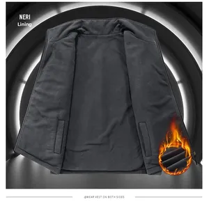 Detail showing the warm polar fleece lining and functional inner pocket of the men's vest