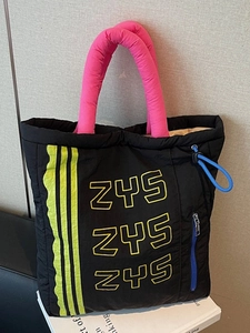 Large Capacity Quilted Padded Tote Bag For Women Nylon Contrast Color Shoulder Bag With ZYS Letter Printed Fashion Handbag