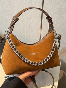 Sac Dumpling pour Femme en Cuir PU avec Décoration de Chaîne Sac Hobo Vintage Sac à Bandoulière Quotidien