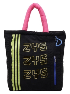 Large capacity nylon tote bag with pink padded handles and ZYS letter print