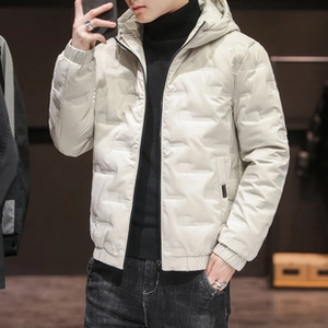 Men's corduroy baseball collar jacket in off-white with classic quilted details