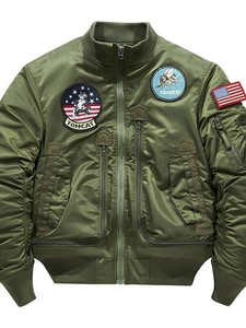Men's Padded Flight Jacket Military Bomber Jacket With Embroidery Badges Waterproof Thickened Windproof Casual Outdoor Coat