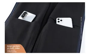 Detail view of the softshell vest featuring two large functional inner storage pockets