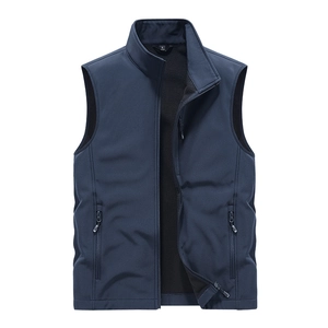 Waterproof softshell vest for outdoor hiking with warm lining and sleek stand collar