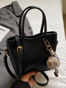 Borsa a Secchiello in Pelle PU Retro per Donna Moda Borsa a Tracolla Con Ciondolo Mostro Casual Quotidiano Borsetta