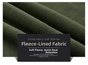 Détail de la doublure polaire thermique vert armée à texture douce et rétention de chaleur