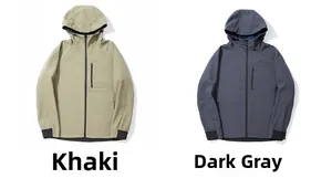 Wasserdichte Softshell-Taktikjacke in Khaki und Dunkelgrau mit Reißverschlusstaschen