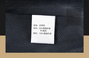 Detailed macro view of the inner wash label showing breathable navy mesh fabric material