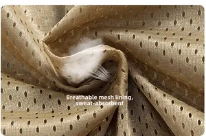 Detail of breathable mesh lining and sweat-absorbing fabric for the fishing vest
