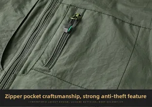Détail de poche zippée antivol sur tissu en nylon ripstop pour gilet de plein air