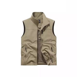Men Outdoor Lightweight Quick-dry Multi-pocket Fishing Vest Stand Collar Mesh Lining Hiking Photography Waistcoat Zip Up Top