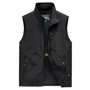 Gilet de pêche extérieur pour hommes avec col montant et doublure en maille respirante