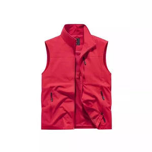 Red outdoor quick-dry fishing vest with multi-pocket design and breathable mesh lining