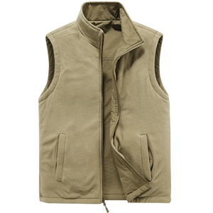 Men's reversible fleece vest with stand collar and casual outdoor zip-up design