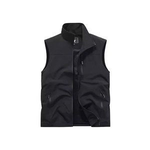 Men's black quick-dry outdoor vest with multi-pockets and breathable mesh lining