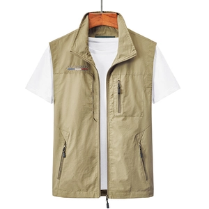 Men's Outdoor Multi-Pocket Utility Vest Lightweight Breathable Fishing Photography Cargo Waistcoat Plus Size Casual Jacket