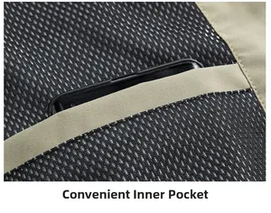 Vue détaillée de la poche intérieure pratique sur un gilet en mesh avec smartphone