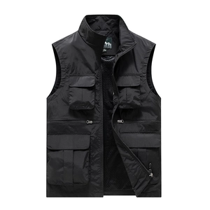 Men's outdoor utility fishing vest with multiple pockets and breathable mesh lining