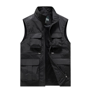 Gilet de plein air pour homme avec plusieurs poches et col montant pour pêche ou photo