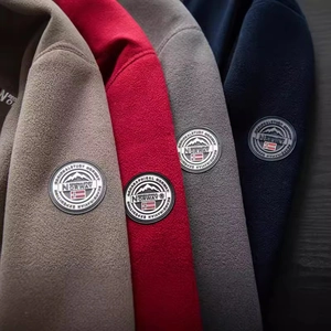 Men's outdoor fleece jacket in khaki, red, grey, and navy with Norway flag badge