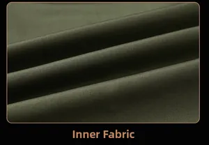 Close-up of the smooth olive green cotton lining with fine texture for baseball jacket
