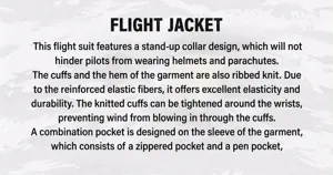 Detail of bomber jacket utility sleeve pocket with zipper and ribbed windproof cuffs