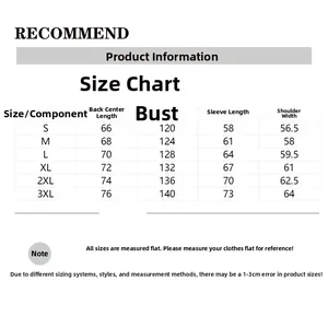 Detailed size chart for hooded color-block jacket, measurements ranging from S to 3XL