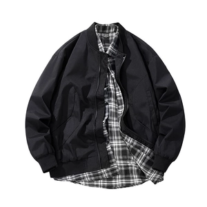 Men and women's spring color block hooded jacket shown with a plaid shirt layer