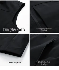 Détails de la veste polaire noire avec poches zippées et coutures de précision de qualité