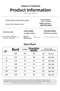 Detailed size chart for outdoor thermal fleece jacket including measurements from XS to 3XL