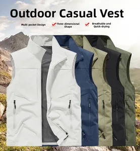 Outdoor utility vest with multi-pocket design in five colors featuring quick-dry fabric