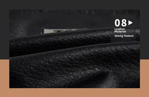 Macro shot of high-quality black faux leather texture with natural grain patterns