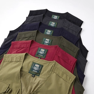 Men's multi-pocket outdoor fishing vest in six assorted colors with mesh lining