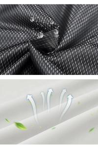 Macro detail of waterproof honeycomb mesh with water drops and breathable fabric texture