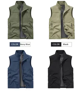 Men's outdoor vest in four colors with multiple zipper pockets and breathable mesh lining