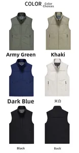 Detailed color palette showing army green, khaki, and navy breathable outdoor vests