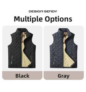 Detail view of fleece lining and wave quilting on black and grey thermal vests