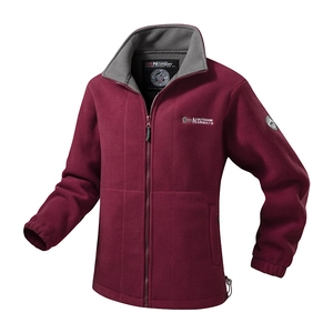 Herren Fleecejacke aus dickem doppelseitigem Fleece in Weinrot mit Stehkragen und RV